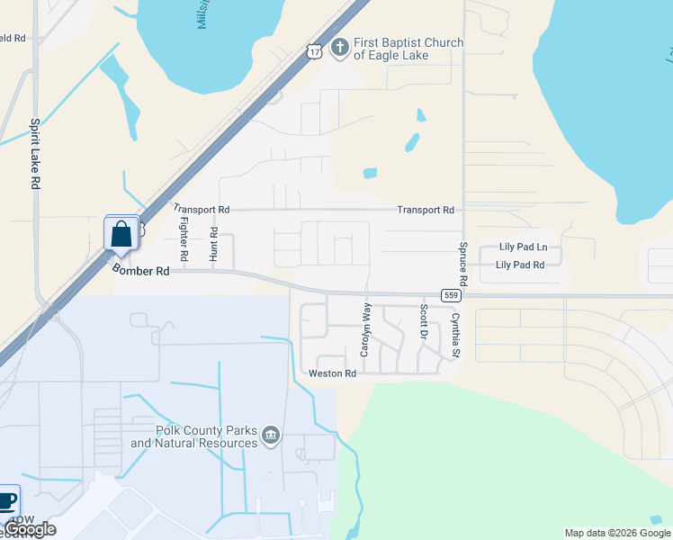 map of restaurants, bars, coffee shops, grocery stores, and more near 5433 Kirk Road in Bartow