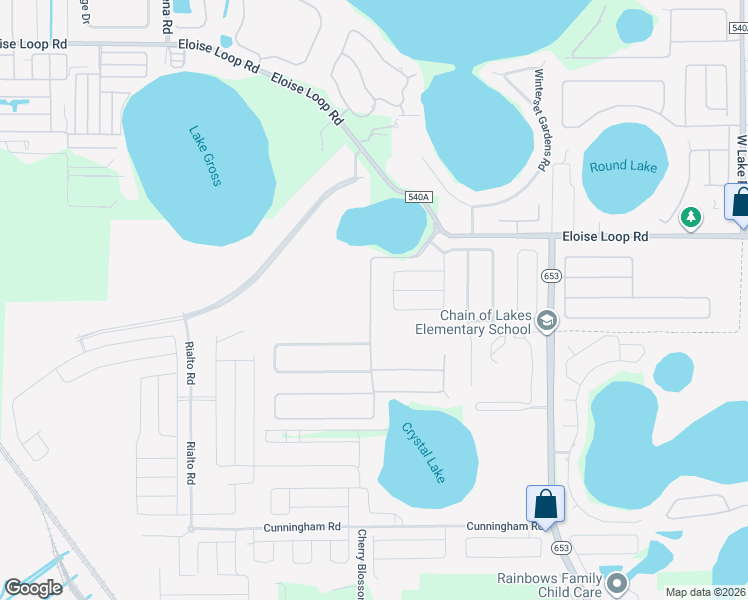 map of restaurants, bars, coffee shops, grocery stores, and more near 569 Terranova Circle in Winter Haven