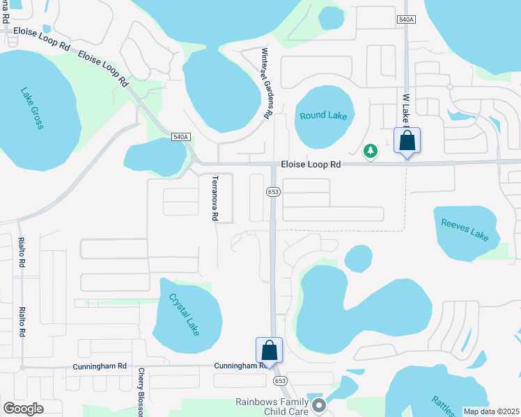 map of restaurants, bars, coffee shops, grocery stores, and more near 505 Reddicks Circle in Winter Haven