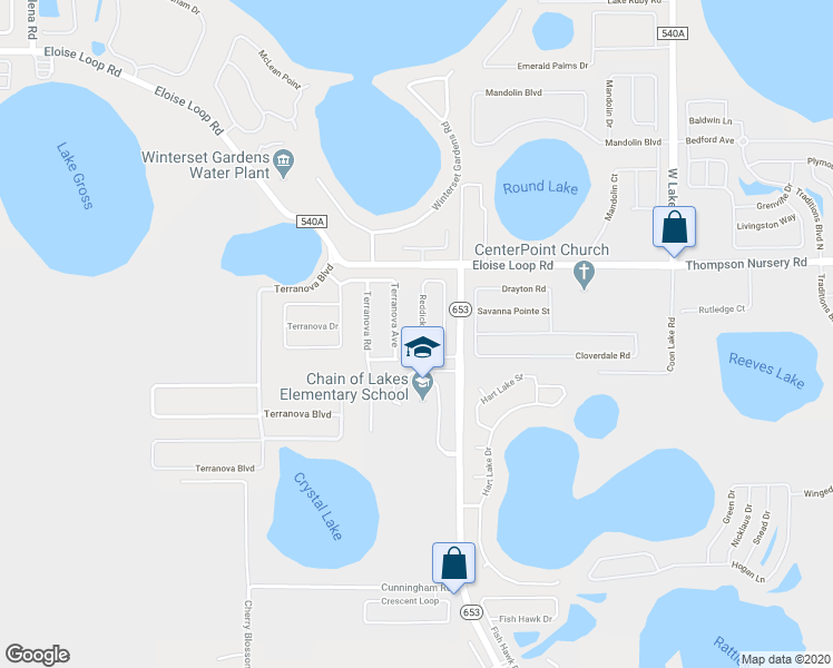 map of restaurants, bars, coffee shops, grocery stores, and more near 556 Reddicks Circle in Winter Haven