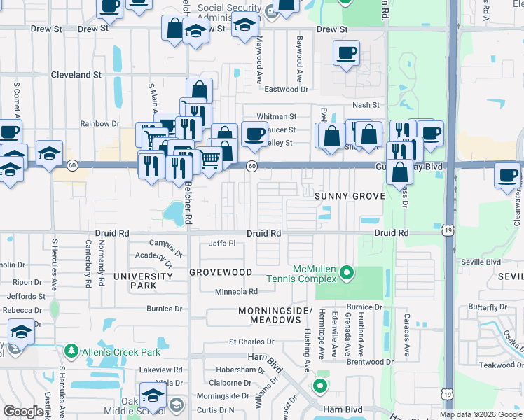 map of restaurants, bars, coffee shops, grocery stores, and more near 129 1st Street in Clearwater