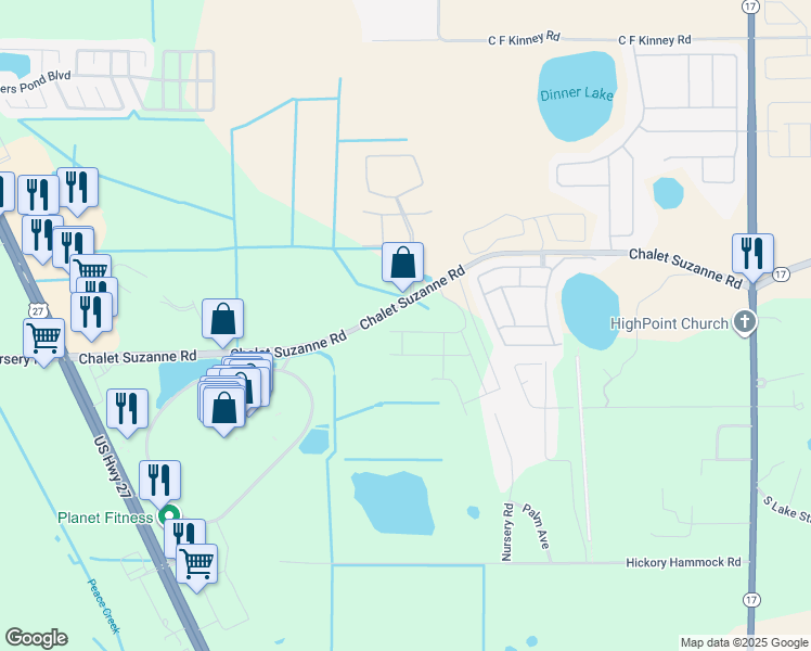 map of restaurants, bars, coffee shops, grocery stores, and more near in Lake Wales