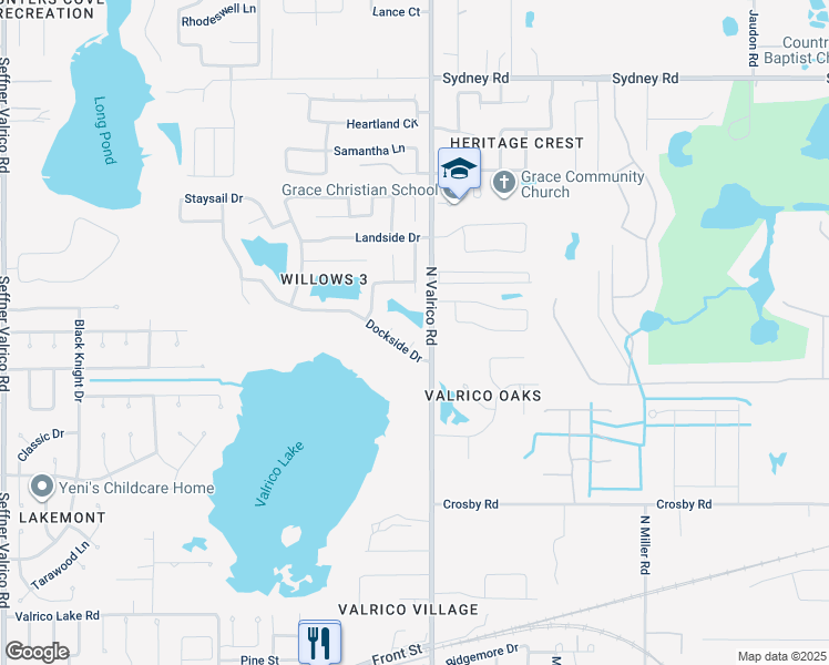 map of restaurants, bars, coffee shops, grocery stores, and more near 1206 Sail Way in Valrico