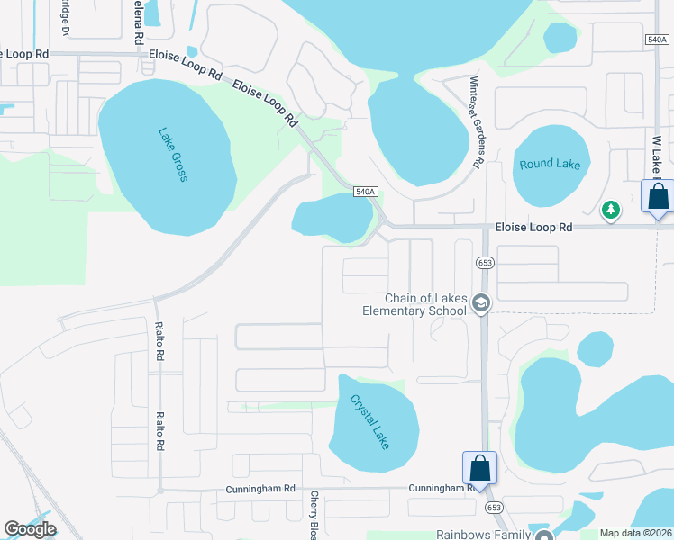 map of restaurants, bars, coffee shops, grocery stores, and more near 569 Terranova Circle in Winter Haven