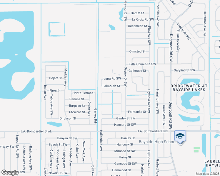 map of restaurants, bars, coffee shops, grocery stores, and more near 566 Falmouth Street in Palm Bay