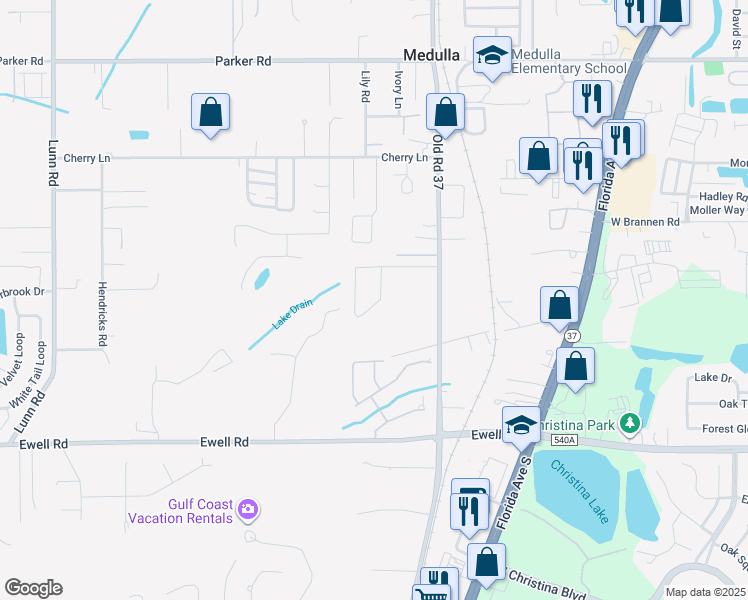 map of restaurants, bars, coffee shops, grocery stores, and more near 1098 Old South Drive in Lakeland