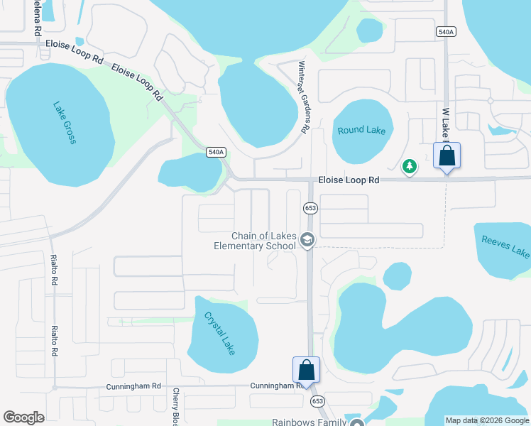 map of restaurants, bars, coffee shops, grocery stores, and more near 725 Terranova Avenue in Winter Haven