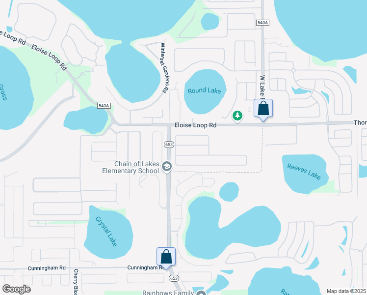 map of restaurants, bars, coffee shops, grocery stores, and more near 412 Savanna Pointe Street in Winter Haven
