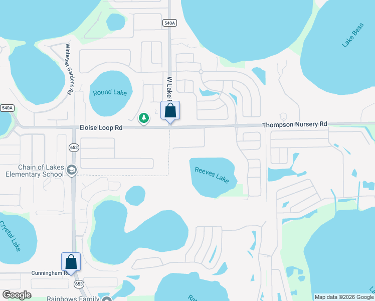 map of restaurants, bars, coffee shops, grocery stores, and more near 2735 Rutledge Court in Winter Haven
