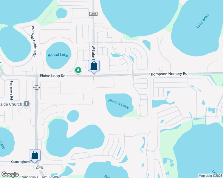 map of restaurants, bars, coffee shops, grocery stores, and more near 2679 Rutledge Court in Winter Haven