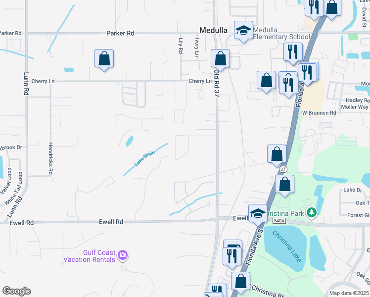 map of restaurants, bars, coffee shops, grocery stores, and more near 1152 Old South Drive in Lakeland