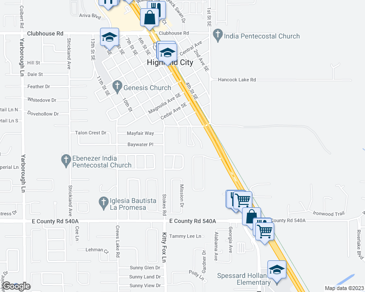 map of restaurants, bars, coffee shops, grocery stores, and more near 5864 Charlton Drive in Lakeland