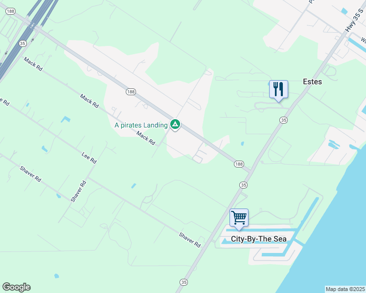 map of restaurants, bars, coffee shops, grocery stores, and more near 410 Mack Road in Aransas Pass