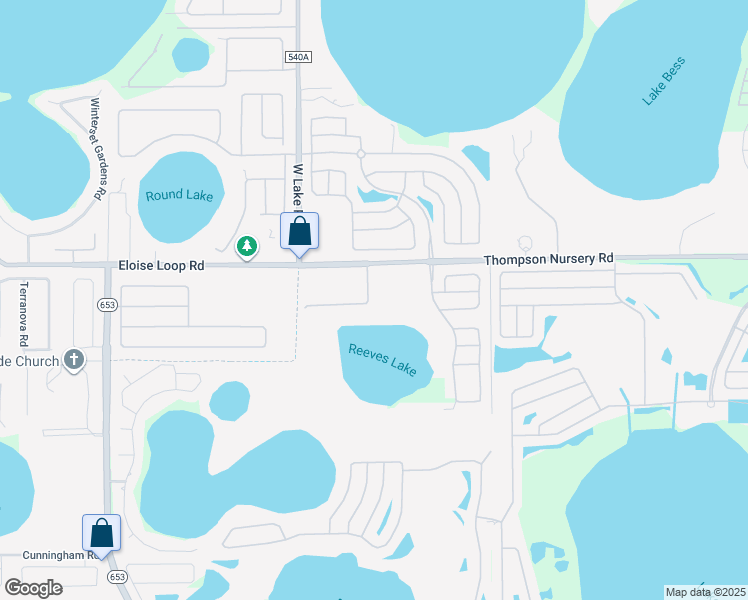 map of restaurants, bars, coffee shops, grocery stores, and more near 2673 Rutledge Court in Winter Haven