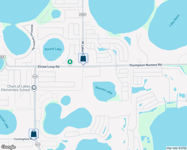 map of restaurants, bars, coffee shops, grocery stores, and more near 2704 Rutledge Court in Winter Haven