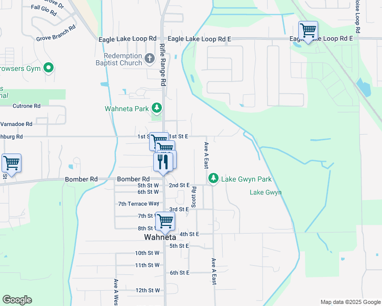 map of restaurants, bars, coffee shops, grocery stores, and more near 118 Scott Road in Winter Haven