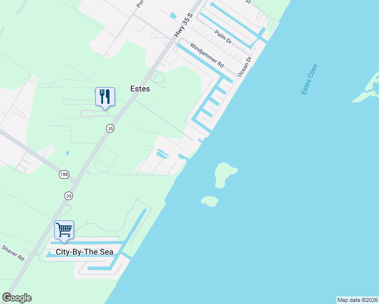 map of restaurants, bars, coffee shops, grocery stores, and more near 1021 Grand Cayman Court in Rockport
