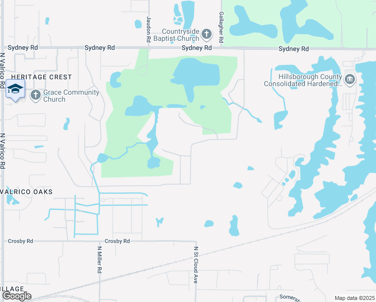 map of restaurants, bars, coffee shops, grocery stores, and more near 1304 Emerald Hill Way in Valrico