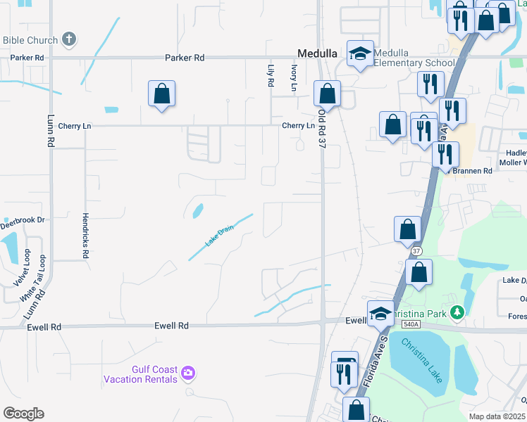 map of restaurants, bars, coffee shops, grocery stores, and more near 1061 Old South Drive in Lakeland