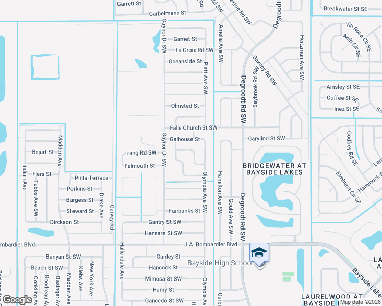 map of restaurants, bars, coffee shops, grocery stores, and more near 469 Sayre Road Southwest in Palm Bay