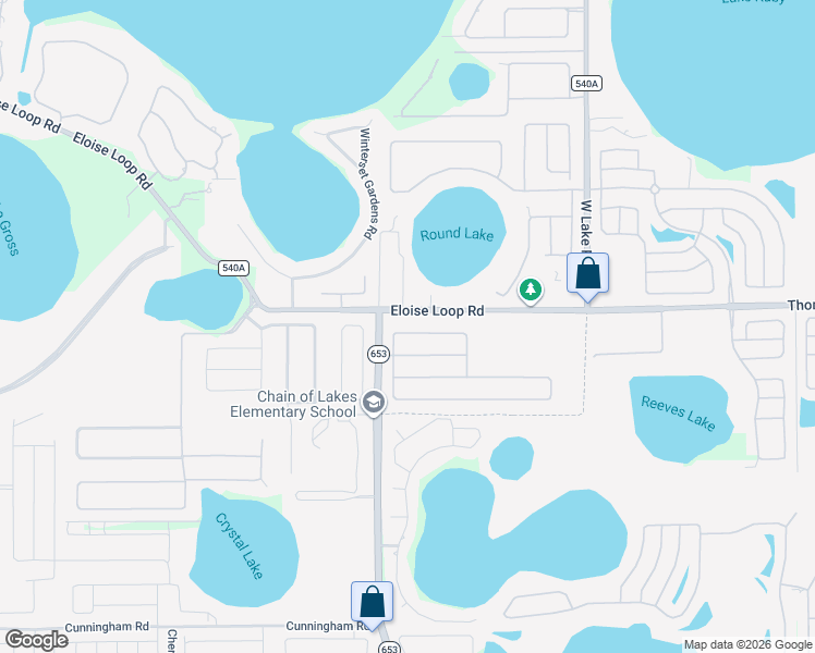 map of restaurants, bars, coffee shops, grocery stores, and more near 517 Drayton Road in Winter Haven