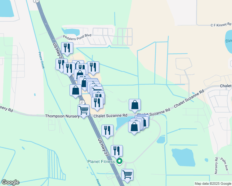 map of restaurants, bars, coffee shops, grocery stores, and more near 23965 U.S. 27 in Lake Wales