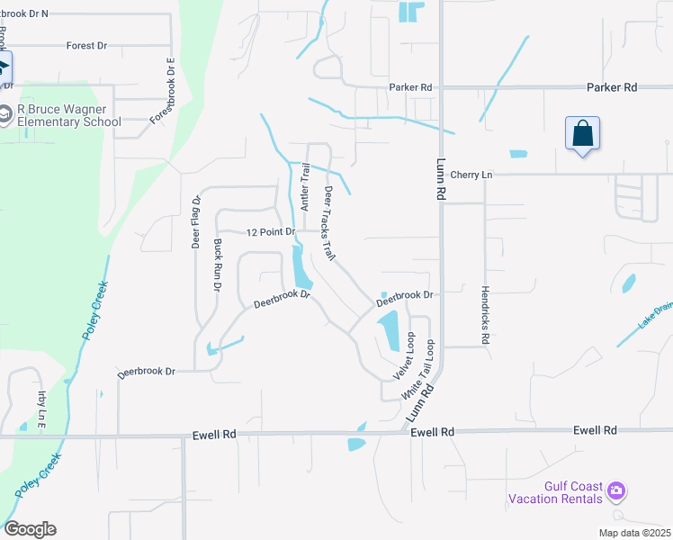 map of restaurants, bars, coffee shops, grocery stores, and more near 5807 Deer Tracks Trail in Lakeland