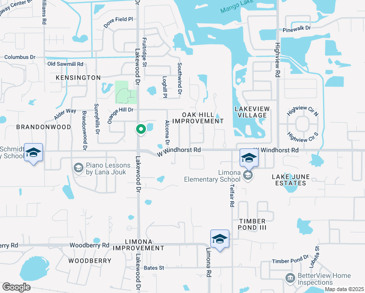 map of restaurants, bars, coffee shops, grocery stores, and more near 1301 Amaryllis Drive in Brandon