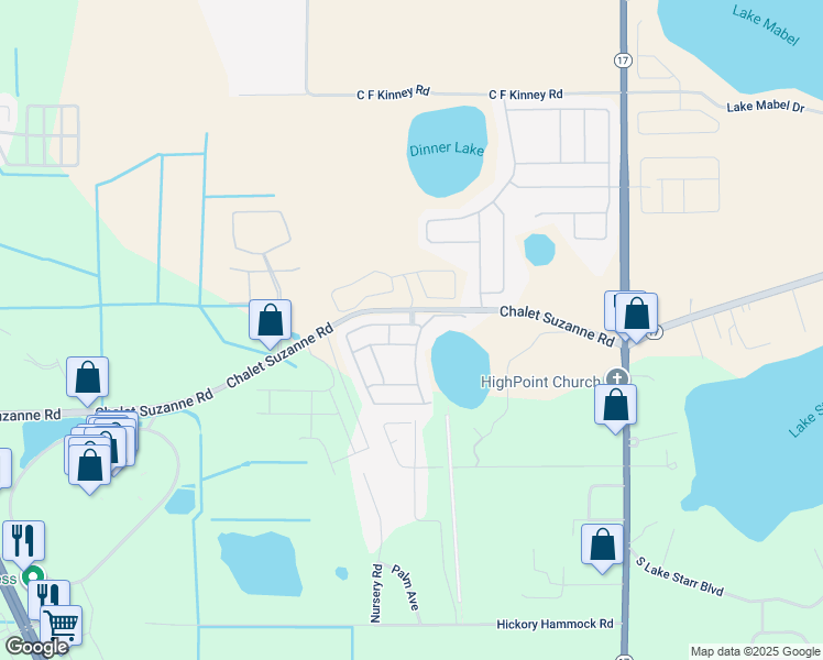 map of restaurants, bars, coffee shops, grocery stores, and more near 231 Lake Suzanne Drive in Lake Wales
