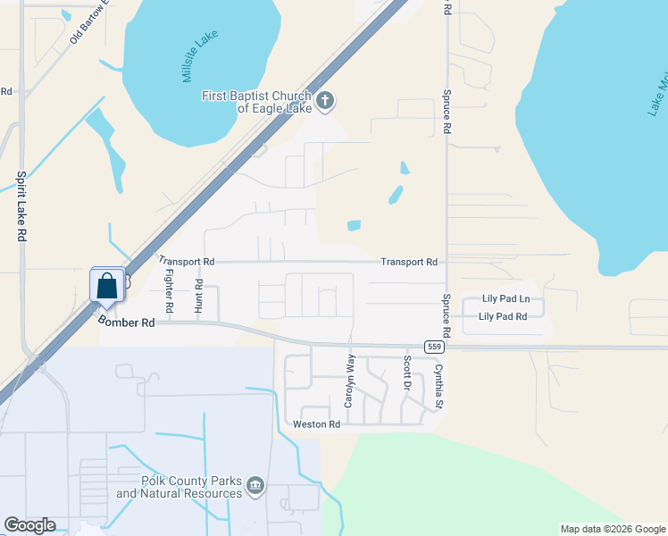 map of restaurants, bars, coffee shops, grocery stores, and more near 4840 Transport Road in Bartow