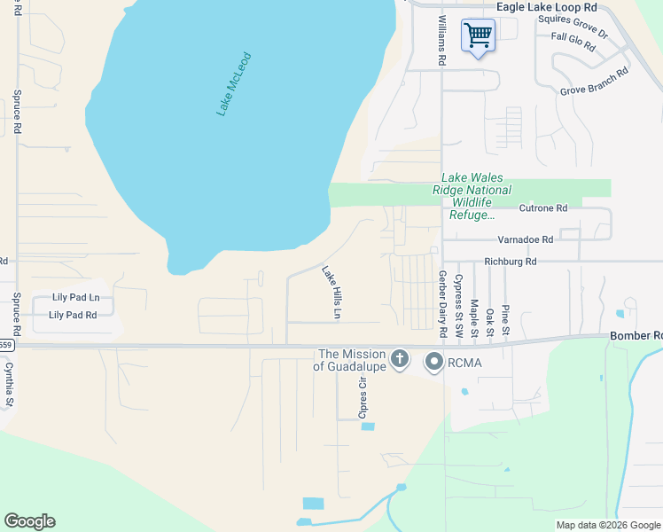map of restaurants, bars, coffee shops, grocery stores, and more near 165 Vista View Avenue in Eagle Lake