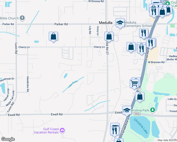 map of restaurants, bars, coffee shops, grocery stores, and more near 1061 Old South Drive in Lakeland