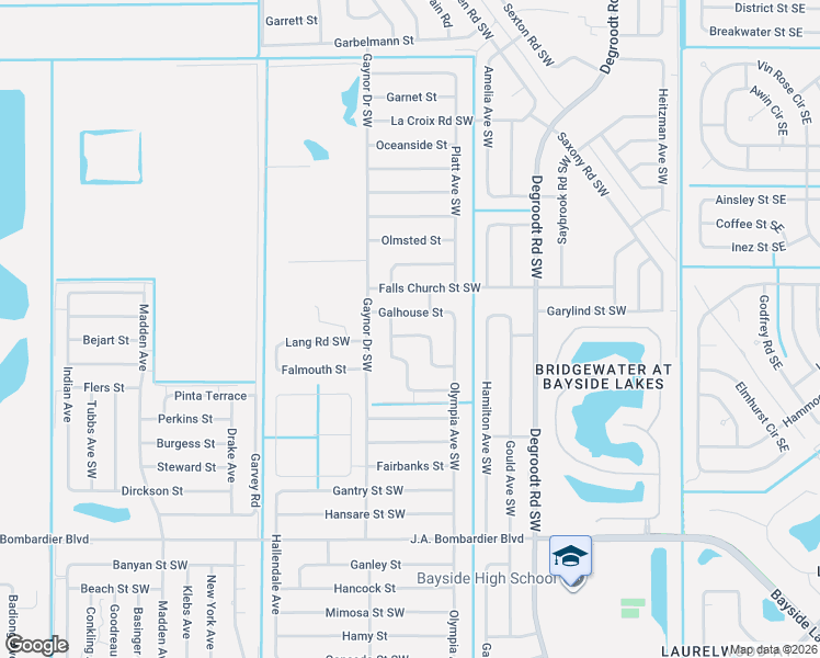 map of restaurants, bars, coffee shops, grocery stores, and more near 469 Sayre Road Southwest in Palm Bay