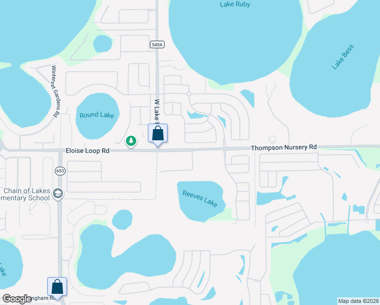 map of restaurants, bars, coffee shops, grocery stores, and more near 2675 Rutledge Court in Winter Haven