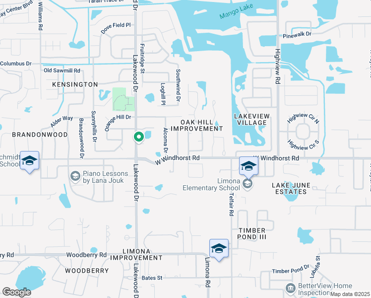 map of restaurants, bars, coffee shops, grocery stores, and more near 1301 Amaryllis Drive in Brandon