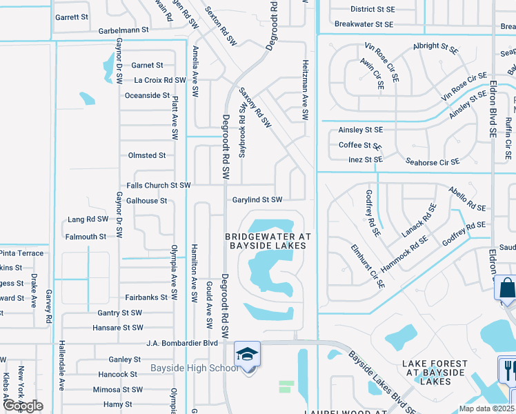 map of restaurants, bars, coffee shops, grocery stores, and more near 1584 La Maderia Drive in Palm Bay
