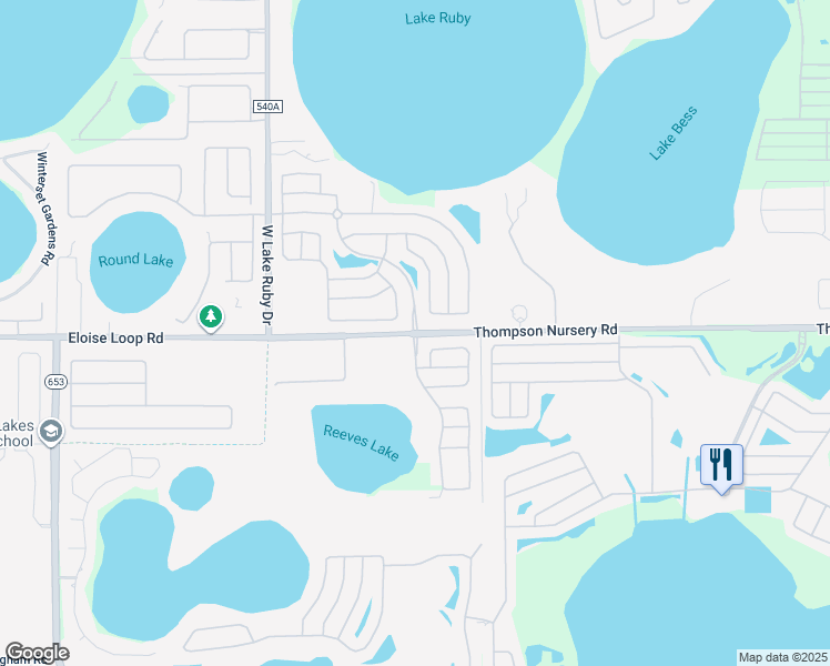 map of restaurants, bars, coffee shops, grocery stores, and more near 3855 Traditions Boulevard North in Winter Haven