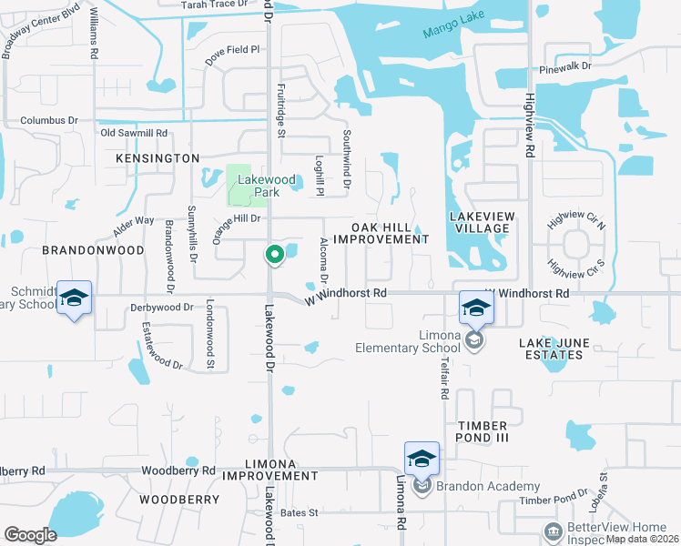 map of restaurants, bars, coffee shops, grocery stores, and more near 1310 Amaryllis Drive in Brandon