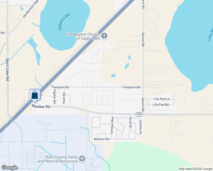 map of restaurants, bars, coffee shops, grocery stores, and more near 4840 Transport Road in Bartow