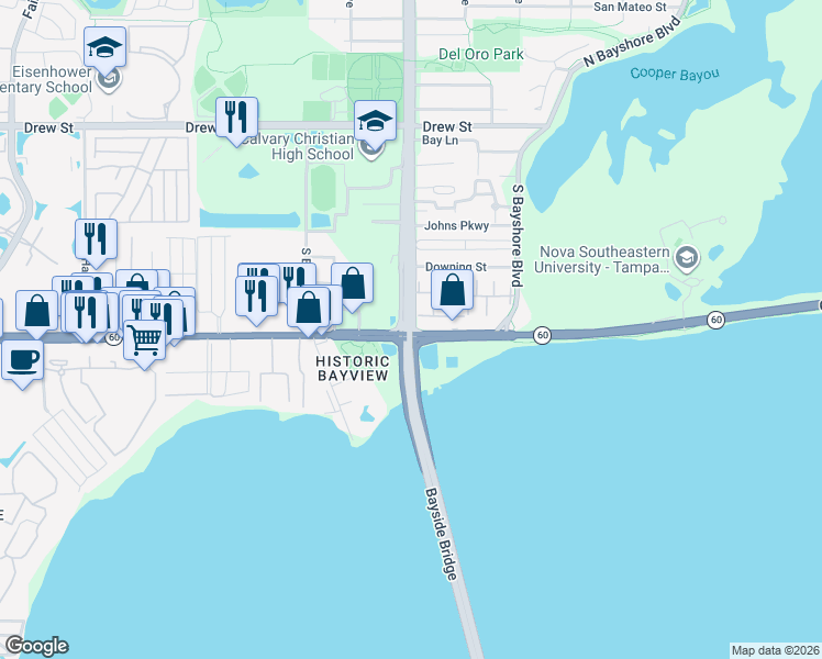 map of restaurants, bars, coffee shops, grocery stores, and more near 337 South McMullen Booth Road in Clearwater