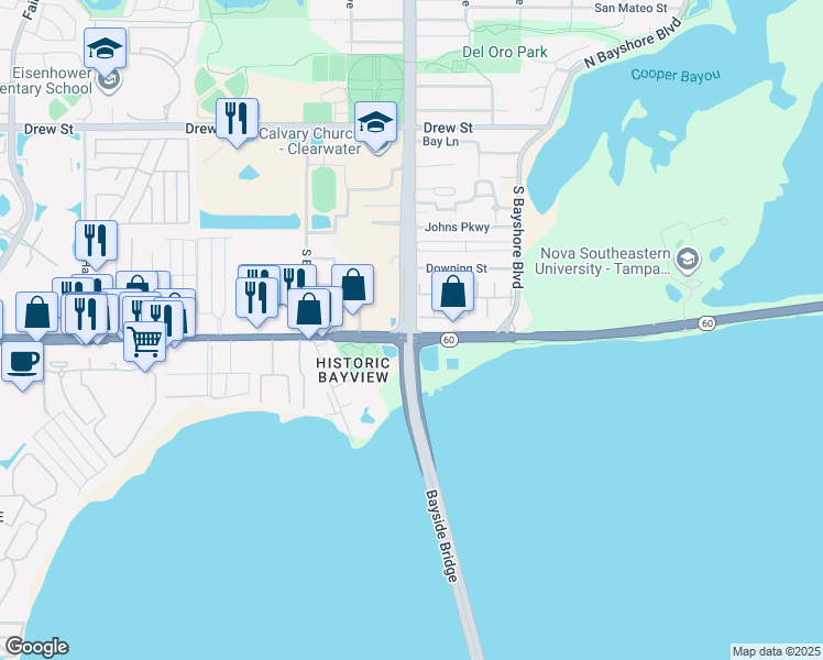 map of restaurants, bars, coffee shops, grocery stores, and more near 337 South McMullen Booth Road in Clearwater