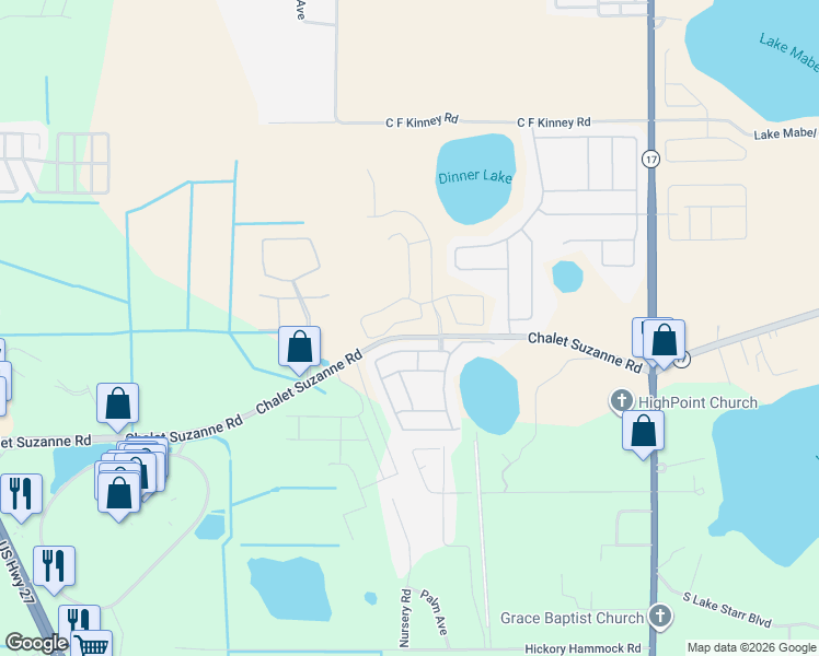 map of restaurants, bars, coffee shops, grocery stores, and more near 268 Lake Suzanne Drive in Lake Wales