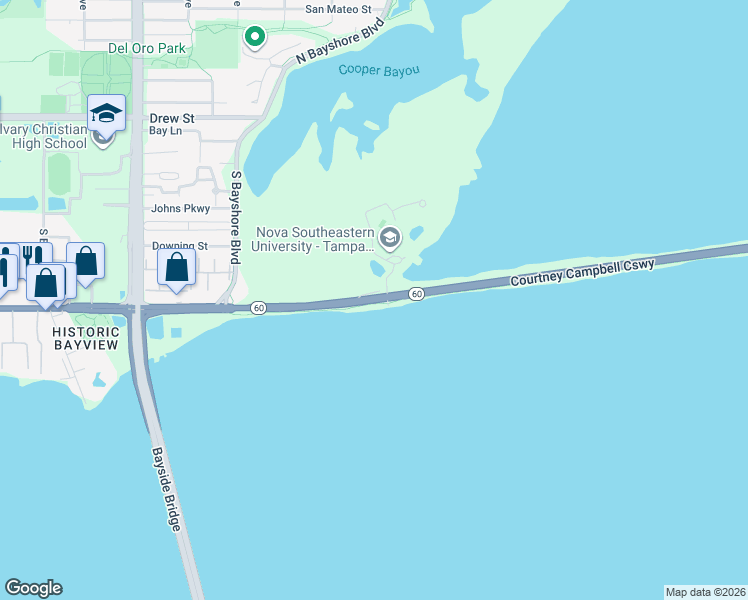 map of restaurants, bars, coffee shops, grocery stores, and more near 3411 Gulf to Bay Boulevard in Clearwater