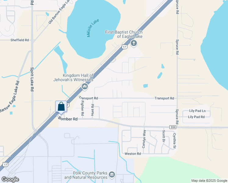 map of restaurants, bars, coffee shops, grocery stores, and more near 4570 Transport Road in Bartow