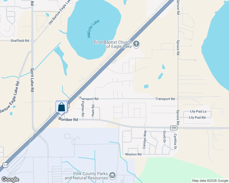 map of restaurants, bars, coffee shops, grocery stores, and more near 4570 Transport Road in Bartow