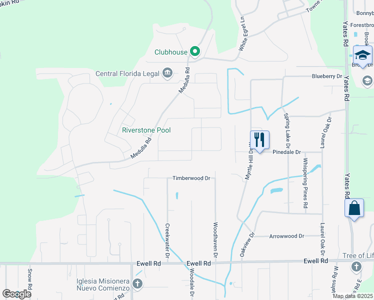 map of restaurants, bars, coffee shops, grocery stores, and more near 3961 Spruce Creek Drive in Lakeland