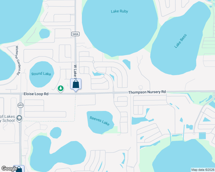 map of restaurants, bars, coffee shops, grocery stores, and more near 3347 Livingston Way in Winter Haven