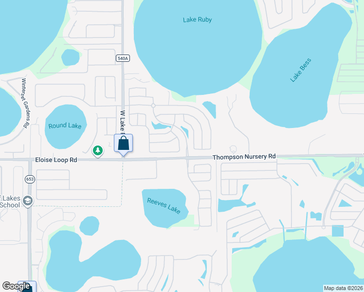 map of restaurants, bars, coffee shops, grocery stores, and more near 3886 Bedford Avenue in Winter Haven