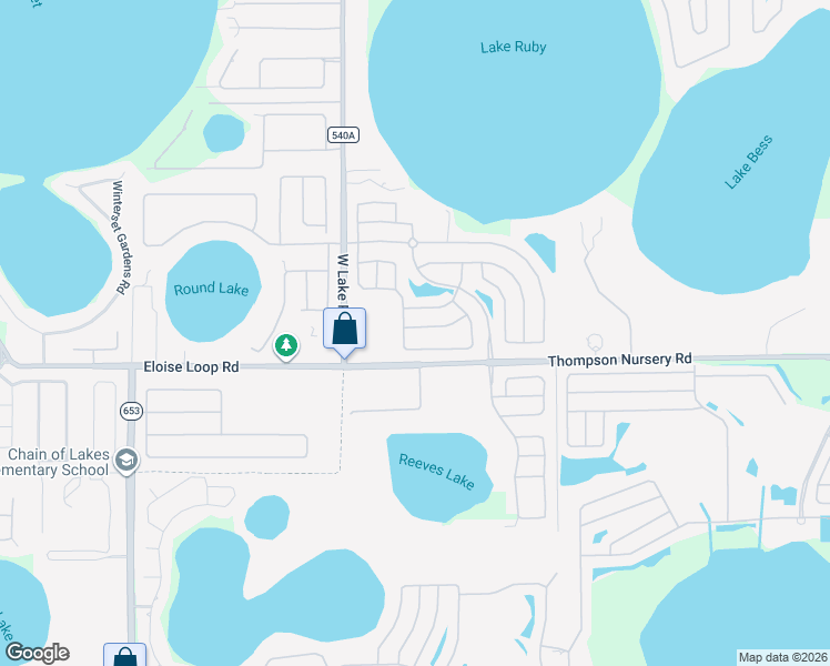 map of restaurants, bars, coffee shops, grocery stores, and more near 3391 Livingston Way in Winter Haven