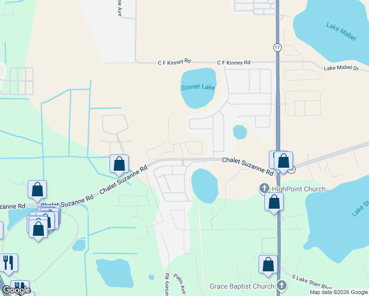 map of restaurants, bars, coffee shops, grocery stores, and more near 368-544 Chalet Suzanne Road in Lake Wales